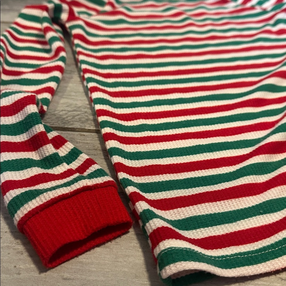 Striped Candy Cane Christmas Red, Green, and White Pajama Set Size 8 - Picture 3 of 3
